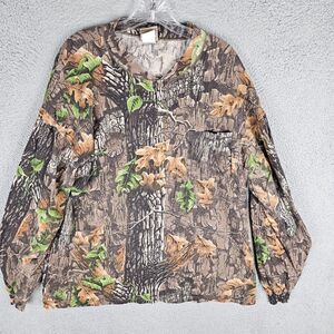 Vintage Jerzees Outdoors Camo LS Shirt Adult Large Henley Trebark Hunting